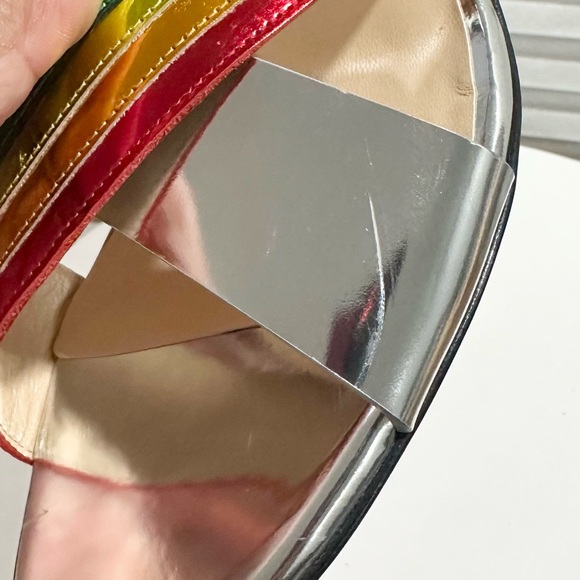 🌺CHRISTIAN LOUBOUTIN🌺 Arkenmule Silver Rainbow Mule Sandal Size: 36.5 - Picture 7 of 15